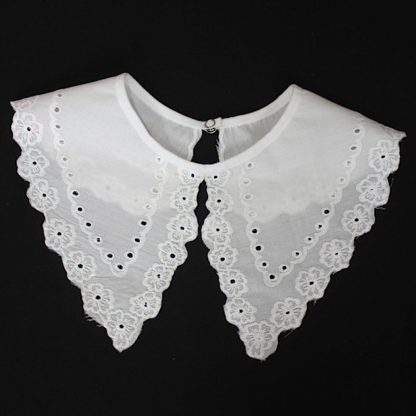 Dame falsk krage Avtakbar halv hul brodert bomull 4# adult style