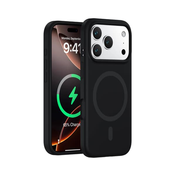 Etui til iPhone 17 Pro Max Flydende Silikone Magnetisk Silikone Sort Noz34060