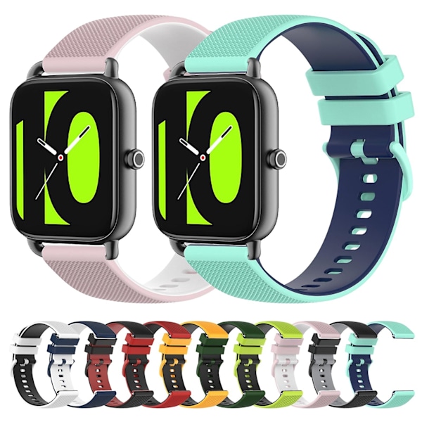 Amy Green Sort Amy Green Sort Tofarvet Silikone Urrem kompatibel med Xiaomi Haylou Rs4 Ls12 kompatibel med Xiaomi Haylou Rs4 Ls12