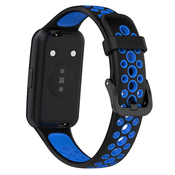 Sort Blå Sort Blå Åndbar Silikone Urrem kompatibel med Huawei Band 7 / 7 Nfc