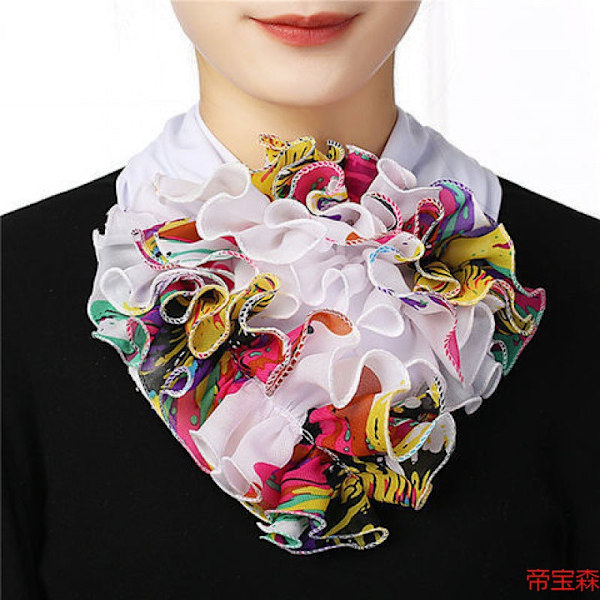 Dame falsk krage Avtakbar halv Sommer Sløyfe Ren Farge Scarf No. 1 Default