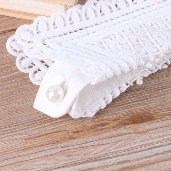 Dame falsk krave Udhulet Syning Broderi Simpel Clo White