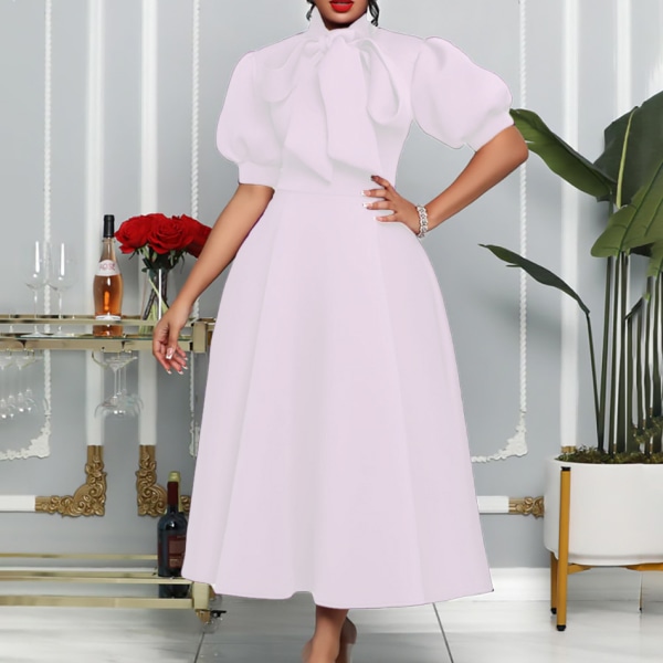 Mode temperament plus storlek rosett festaftonklänning White XL