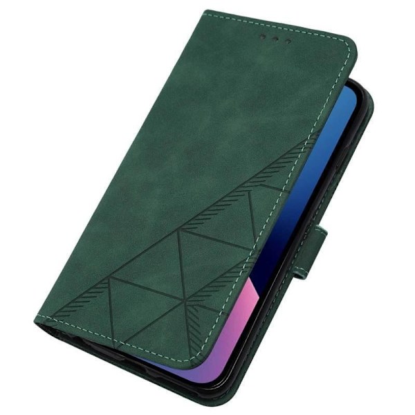 Etui til iPhone 13 Pro Max Mørkegrøn business 3D Præget Wallet med Kortholder Soft-Touch Mixed Media