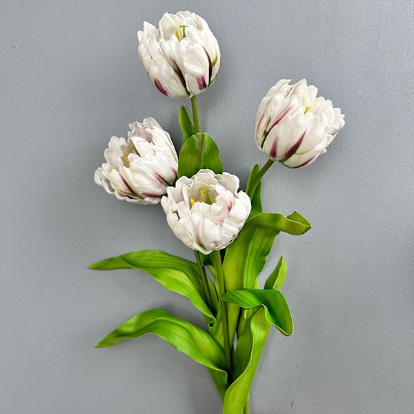 PU Papegojtulpan Heminredning Fotorekvisita Falsk Blomma för Reception Mjuk Känsla Återfuktande Tulpan Konstgjord Blomma PU four-layer tulip dark blue