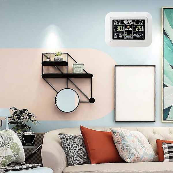 Multifunktionell Väderstation för Hem/Kontor med Digital Färgdisplay, Klocka, Temperaturmätare för Utomhus- och Inomhusbruk, Hygrometer, Väderprognos Bordsklocka