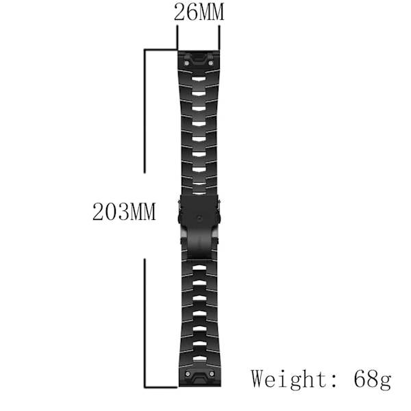 Sort Sort Titanium Alloy Urrem kompatibel med Garmin Fenix 7 Pro 51mm