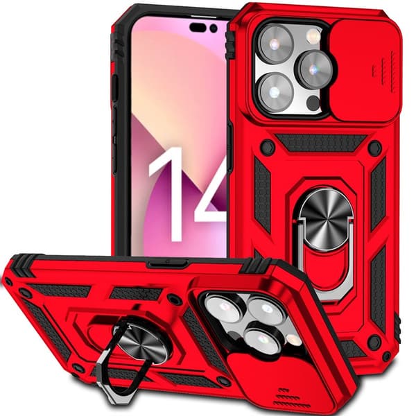 Etui til iPhone 16 Pro Max Sergeants Sliding Window Ring Rød