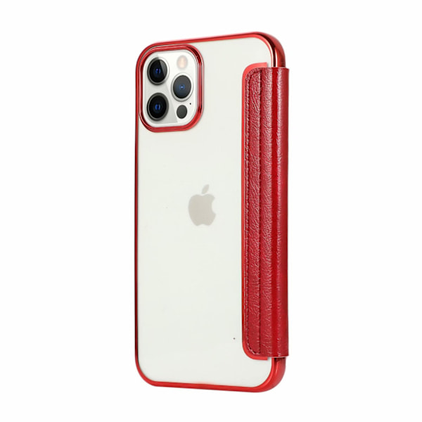 Etui til iPhone 14 Plus 6.7 Rød HyunA Elektroplettering Transparent Flip Wallet med Kortholder