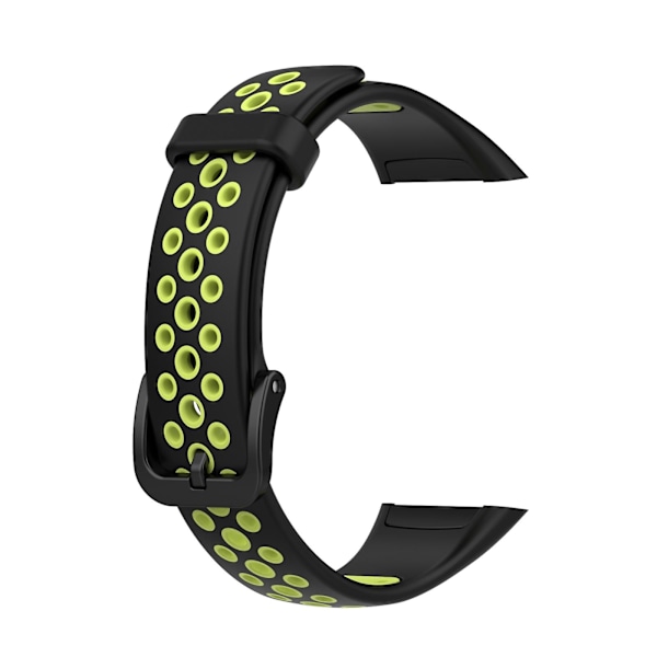 Musta Vihreä Musta Vihreä yhteensopiva Huawei Band 6 / Honor Band 6 -kaksivärisen silikonihihnan kanssa