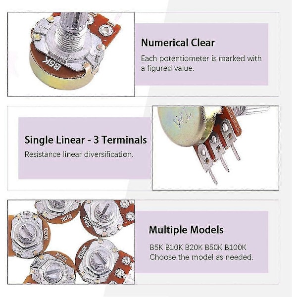 105 st 1k-500k Ohm Potentiometer Sortimentslåda med 1kohm -100kohm Multiturn Trimmer, räfflad axel
