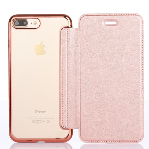 Kotelo iPhone 15PRO MAX Ruusukulta Flip Sähköpinnoitus Läpinäkyvä Lompakko Korttipaikalla