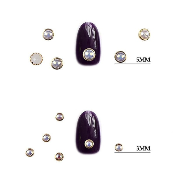 Ab Beige Metal Edge Glitter Nail Beads Studs Beauty Charm Nail Art 036