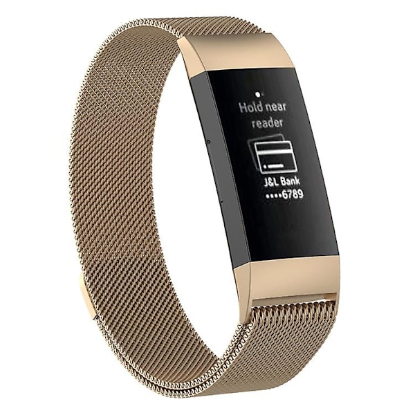 Champagneguld Champagneguld Rostfritt Stål Magnetiskt Klockarmband kompatibelt med Fitbit Charge 4 / 3 liten storlek: 190x18mm (blå) Storlek 190x18mm