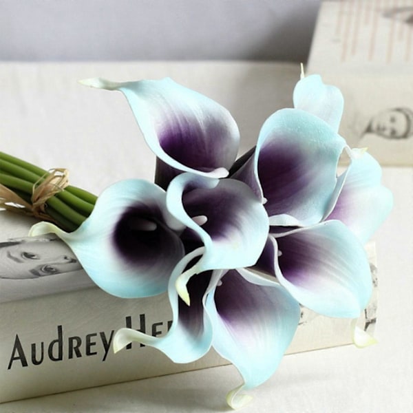 Tofarget serie PU mini calla lilje bukett kunstig blomst bryllupsbukett Kunstig Flora