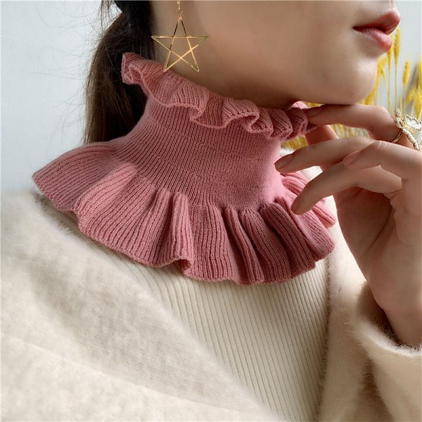 Dame falsk krage Avtakbar halvskjerf Pullover Dobbel Wood Intellectual pink
