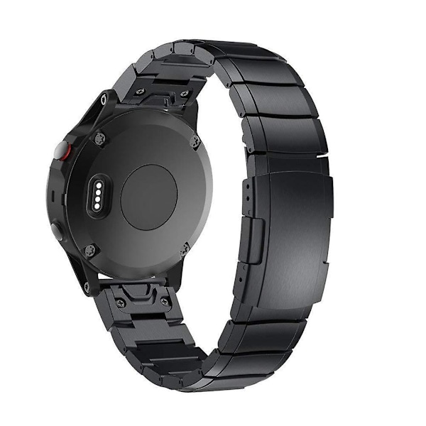 Sort Sort Stål Urrem kompatibel med Garmin Fenix 5X 26mm