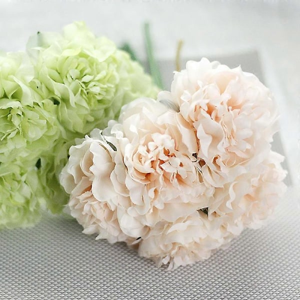 5 stk. Kunstig Blomst Levende Flerbruks Dekorativ Silkeklut Peonblomst til Bursdag Champagne