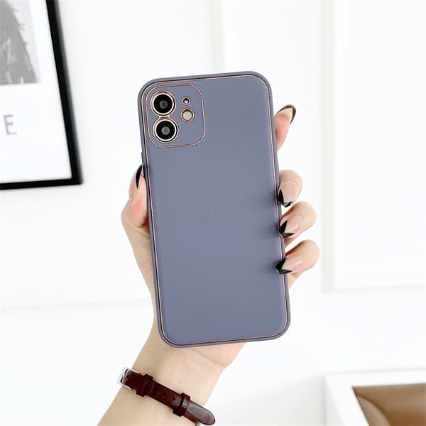 Etui til iPhone 16Pro Lavendel lilla lædertekstur galvanisering Luksus Full-Body