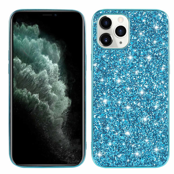 Etui til iPhone 14 6.1 /13 6.1 Flash Blue Elektroplettering glitter Læder Groft pulver diamantlæder