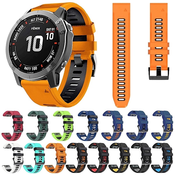 Hvid Sort Hvid Sort 26mm Silikone Urrem kompatibel med Garmin Tactix 7 Pro