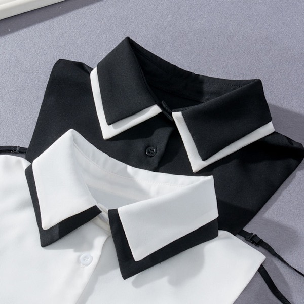 Dame falsk krave Skjortekrave Sort Hvid Blusekrave Alle White round neck cotton