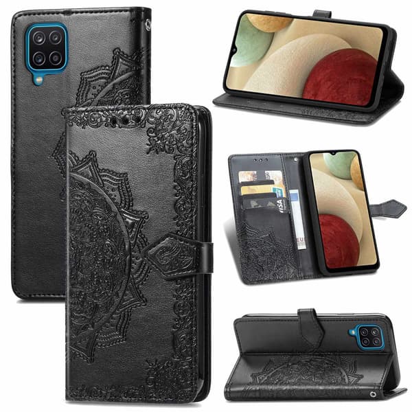 Etui til iPhone 14 Plus svart Magnetisk Flip 3D-preget