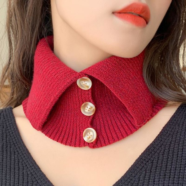 Dam Fejk Krage Varm Polokrage Cervical Stöd Bandana wine red