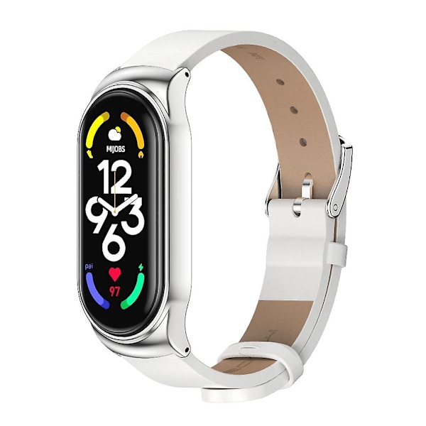 Vit Silver Vit Silver Mikrofiberläder Klockarmband kompatibelt med Xiaomi Mi Band 7 / 7 NFC kompatibelt med Xiaomi Mi Band 7 / 7 NFC