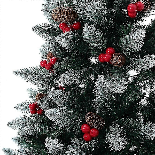 Livingandhome 180 cm Kunstig Juletre med Snødekte Tupper og Røde Bær