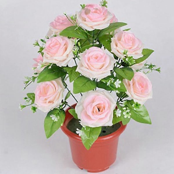 1 Bukett Konstgjord Blomma Ingen Vissning Elegant 12 Huvuden Dekorativ Vacker Faux Sidenros Blomma Hemdekoration Red