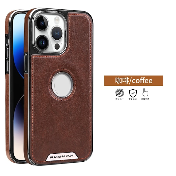 Fodral för iPhone 15PRO MAX Brun [Enkelt skal saknar etikett] Affärsläder korthållare Magnetiskt stativ saknar etikett galvanisering lädermönster