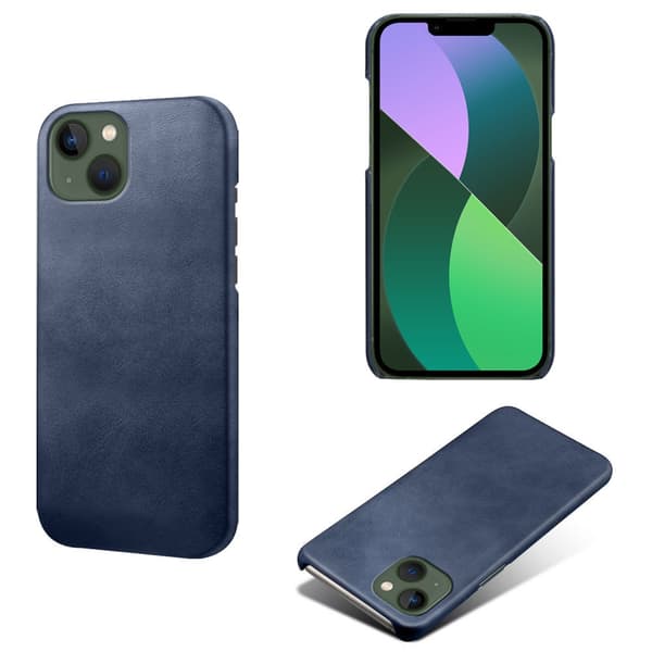Etui til iPhone 14 Pro Max blått skinntekstur kalveskinn