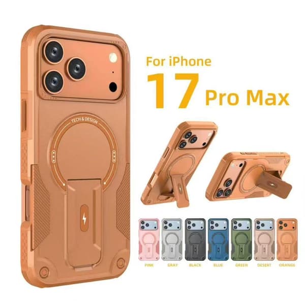 Etui til iPhone 17 Pro Max Magnetisk Stativ Oransje Noz30276