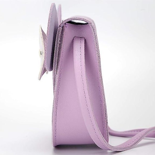 Liten Museøre Sløyfe Crossbody Veske, PU Skulderveske Håndveske for Barn Jenter Småbarn (Sløyfe&lilla)
