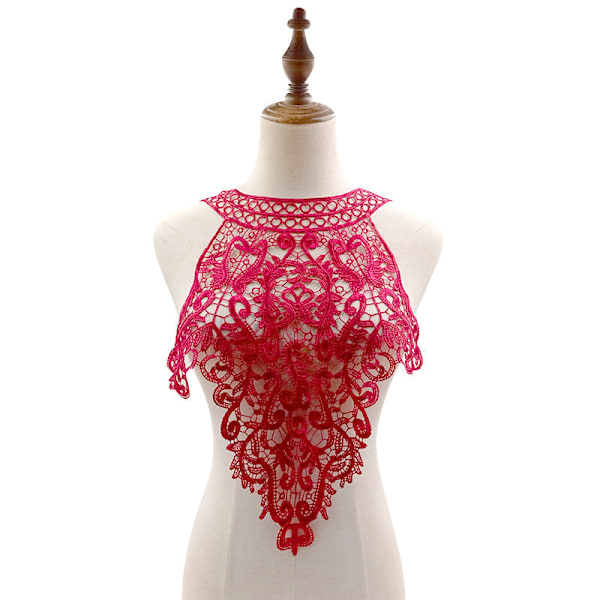 Dame falsk krave Aftagelig halv Blonde Corsage Polyester Fil Wine Red Wine Red