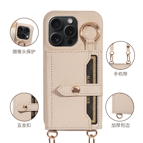 Etui til iPhone 13/14 off white Wallet med kortholder