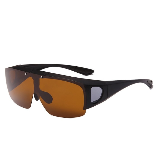 Flip set med glasögon polariserade solglasögon i ett stycke närsynt glasögon Delvis bergsklättring Cykling Fiske Tea color chip