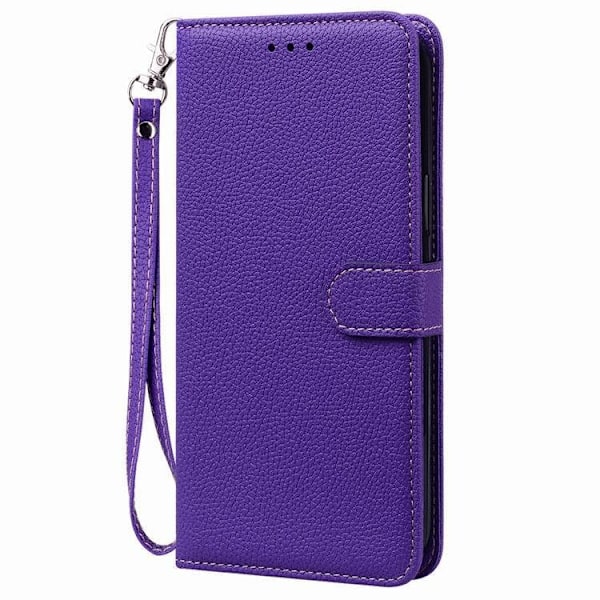 Etui til iPhone 13pro max 6.7 Mørk Lilla Pebbled Almindelig Wallet med Kortholder Flip