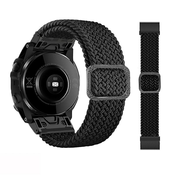 Svart Svart Nylon Flettet Klokkereim kompatibel med Garmin Fenix 7x
