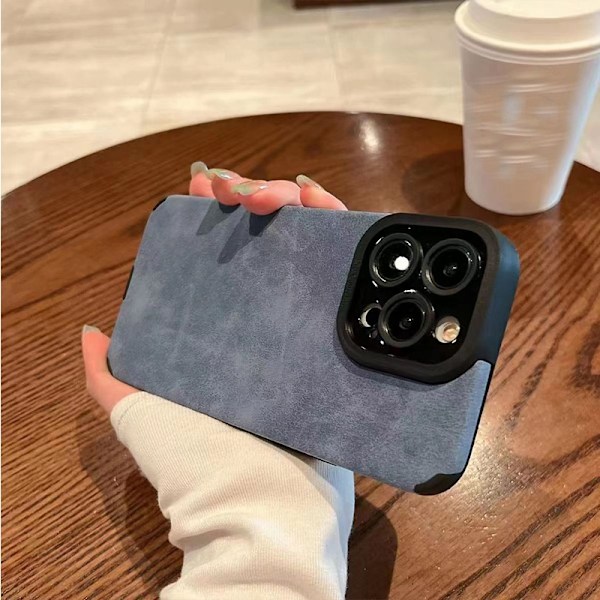 Kotelo iPhone 14promax 6.7 Yuanfeng Sininen Pehmo nahkainen