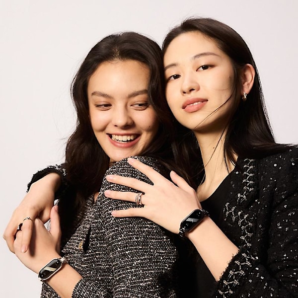 Svart Svart Mote Rustfritt Stål Armbånd kompatibelt med Xiaomi Mi Band 8