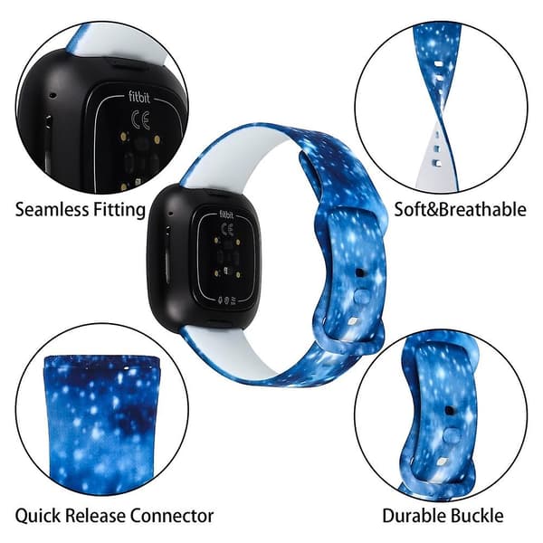 D D kompatibel med Fitbit Versa 3 Trykt Klokkereim, Størrelse: l