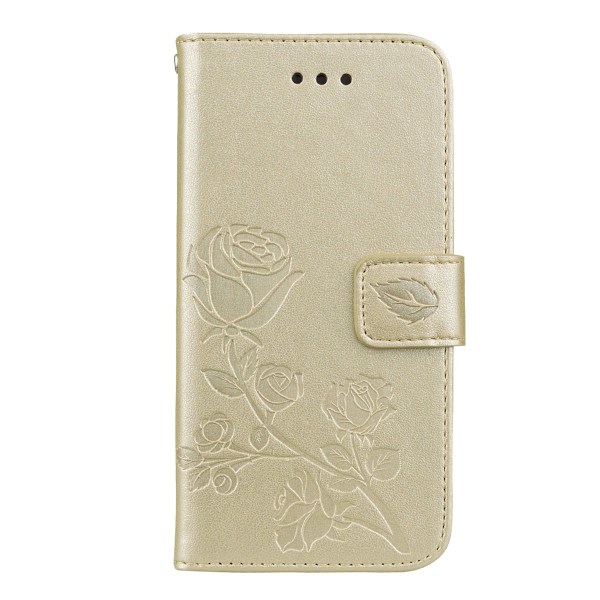 Etui til iPhone 13 Pro Max Tyrant Guld Rose Præget 3D Præget Wallet med Kortholder Flip