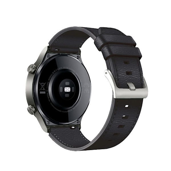 Musta musta nahkainen kellonranneke, yhteensopiva Huawei Watch Gt2 Pron kanssa