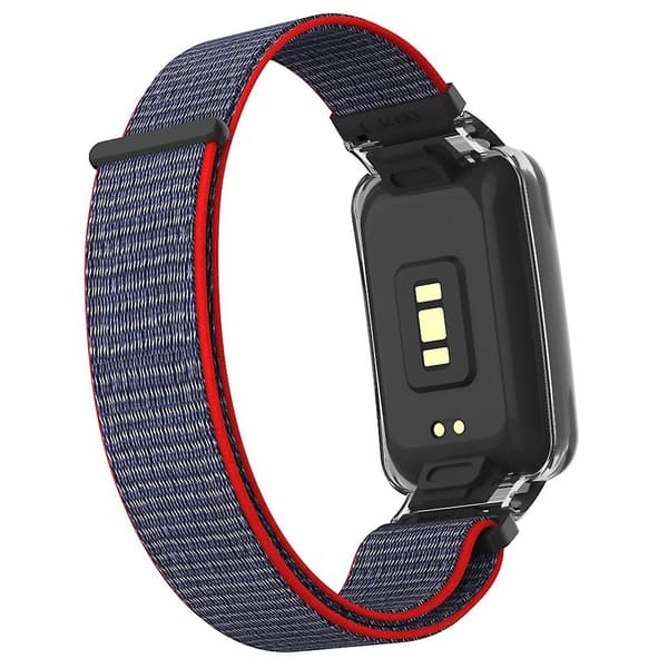 Lyserød Lyserød PC-etui + Nylon Loop-rem kompatibel med Xiaomi Mi Band 7 Pro