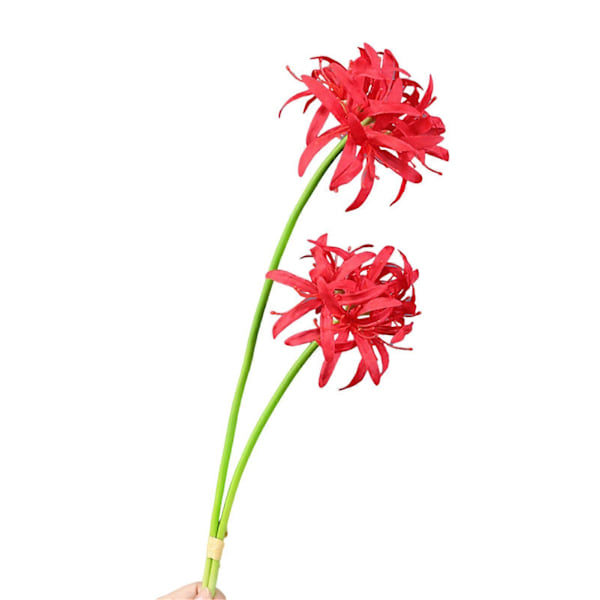 2 st Konstgjorda Röda Spindelliljor Realistisk Falsk Sidenblomma Bröllop på Red
