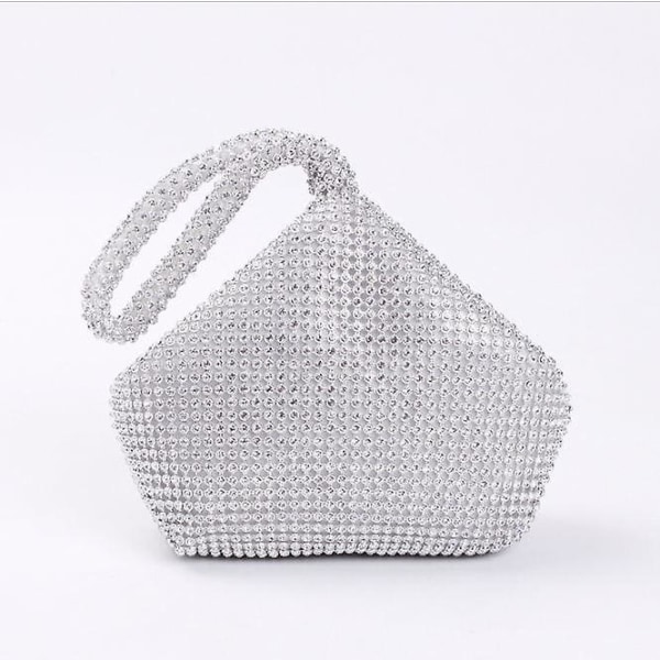 Mjuka kvinnliga kvällsväskor Diamond Rhinestones Clutches Crystal Bröllopsfest Big Silver