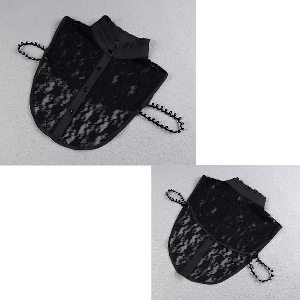 Naisten tekoviuluset St-up Viuluset Yhteensopiva Pitsi Kevät, Syksy Black lace stand collar-average size