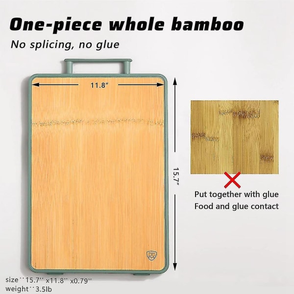 Ny skärbräda i bambu med handtag, gummiskärbräda kompatibel med kött